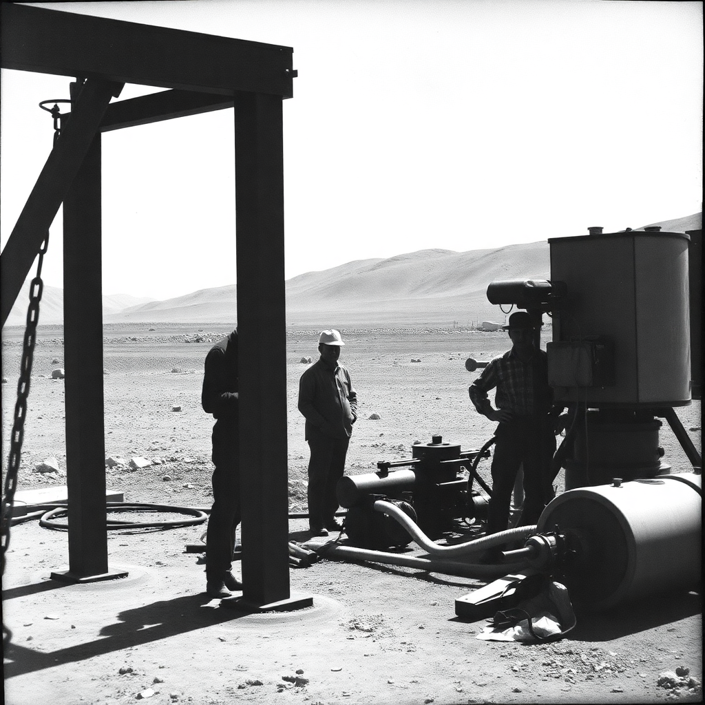 Первые нефтяные вышки в Атырау, 1930-е годы
